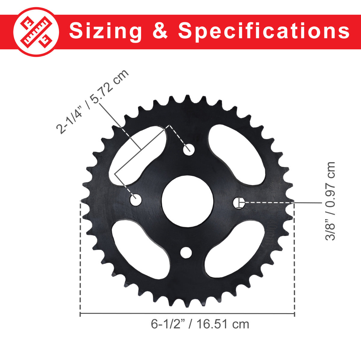 #40/41/420 Chain - 40 Tooth Rear Sprocket for Mini Bikes, featuring a circular metal gear design with a central hole and multiple mounting holes, essential for mini bike chain mechanisms.