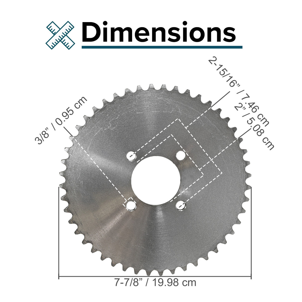 #40/41/420 Chain 48 Tooth Sprocket for Go-Karts & Mini Bikes; detailed diagram showing gear measurements and dimensions.