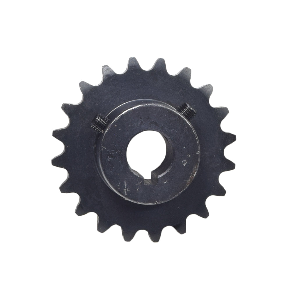 #35 Chain - 20 Tooth Jackshaft Sprocket Gear with 5/8 Bore for Go-Karts & Mini Bikes, showing a close-up of the black metal gear with a central hole.