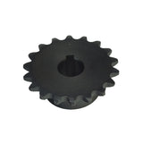 #35 Chain - 18 Tooth Jackshaft Sprocket with a 5/8 Bore for Go-Karts & Mini Bikes; black metal gear with central hole and teeth around the edge.