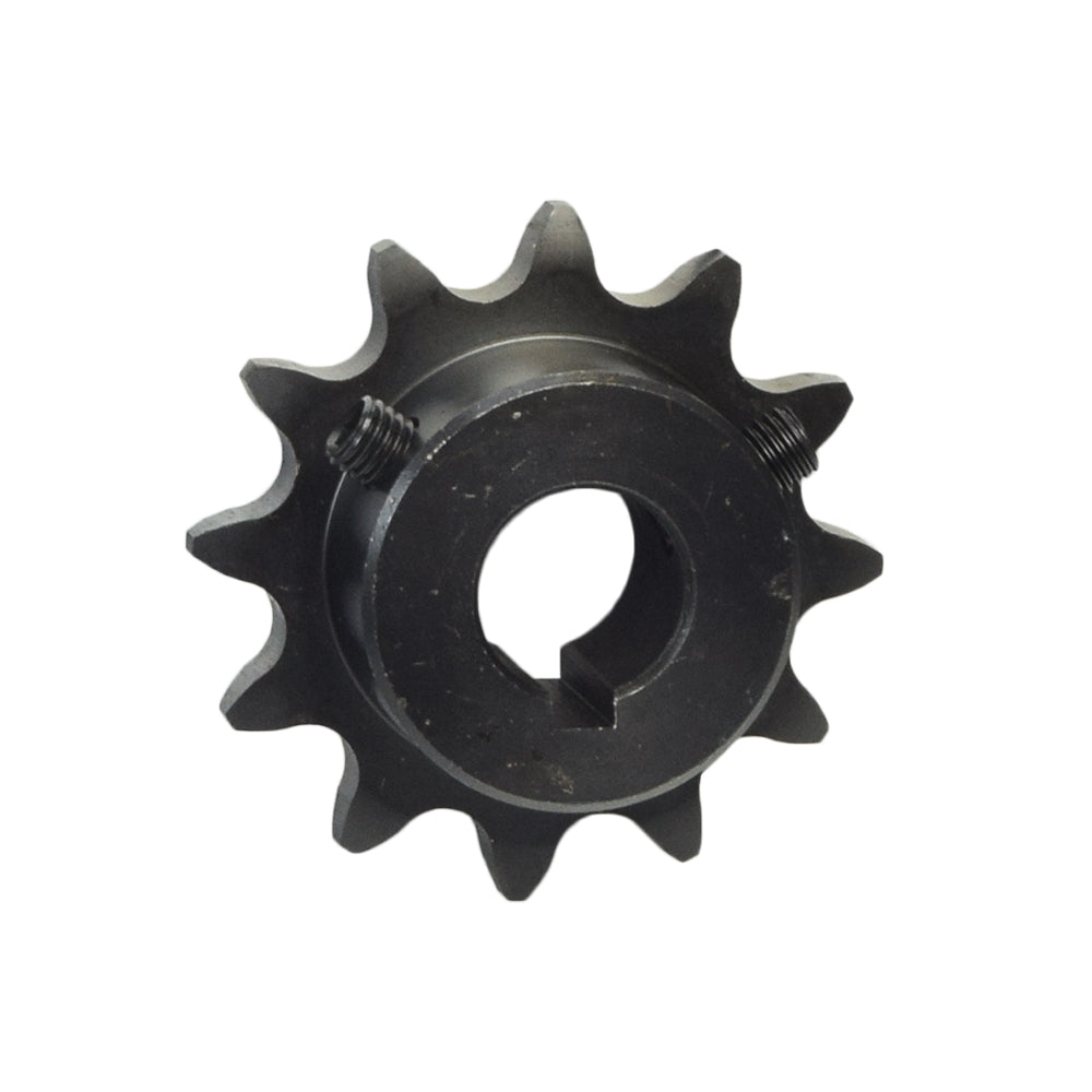 #40/41 Chain - 12 Tooth Jackshaft Sprocket with a 5/8 Bore for Go-Karts & Mini Bikes; a close-up of a metal gear with a central hole and keyway slot, essential for drive systems.