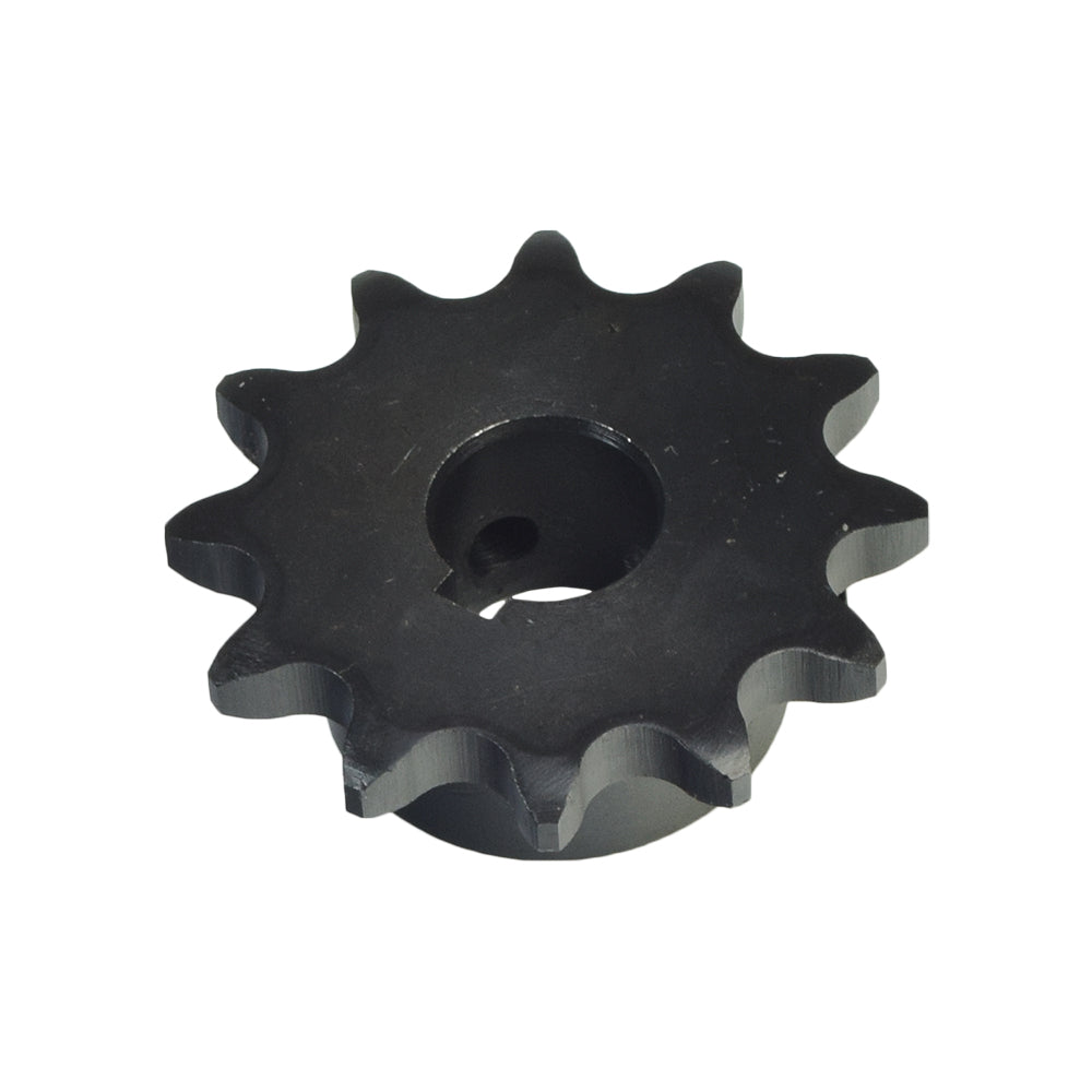 #40/41 Chain - 12 Tooth Jackshaft Sprocket with a 5/8 Bore for Go-Karts & Mini Bikes, showing a black gear with a central hole, designed to transfer power from the engine to the rear axle.