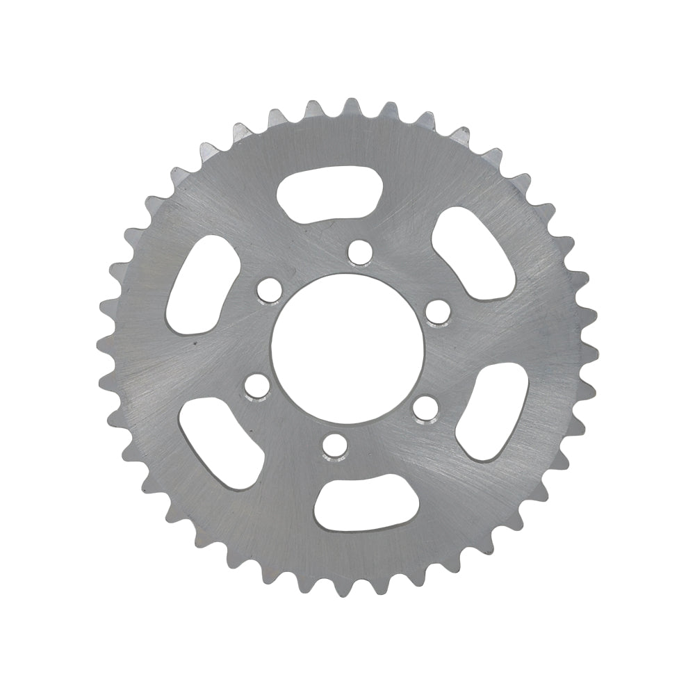 Close-up of the #35 Chain 40 Tooth Sprocket for the Monster Moto / Mega Moto MM-K80 80cc Go-Kart, showing its six mounting holes on a 5 steel disc.