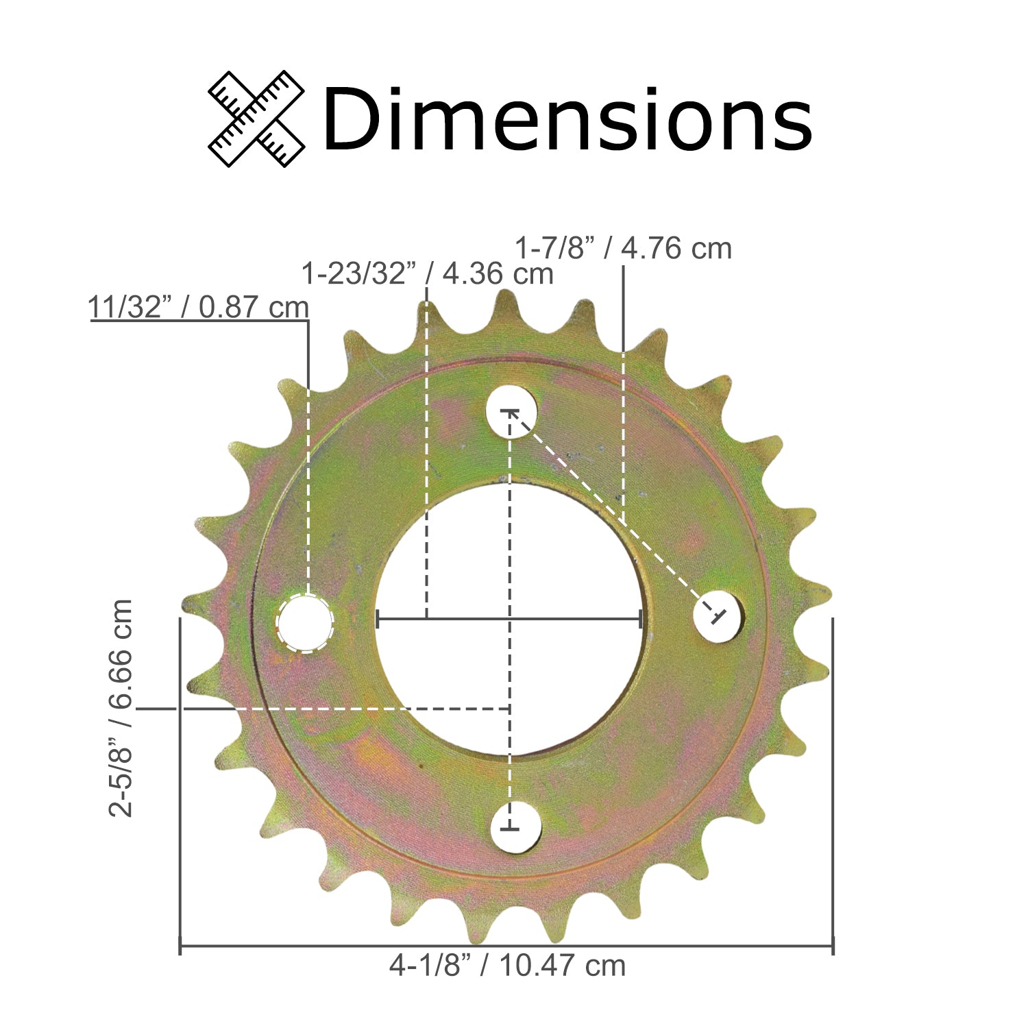 #420 Chain 25 Tooth Rear Sprocket for Coleman KT196 & CK196-T 6.5 Hp Go-Karts, showing a detailed drawing with dimensions and measurements.