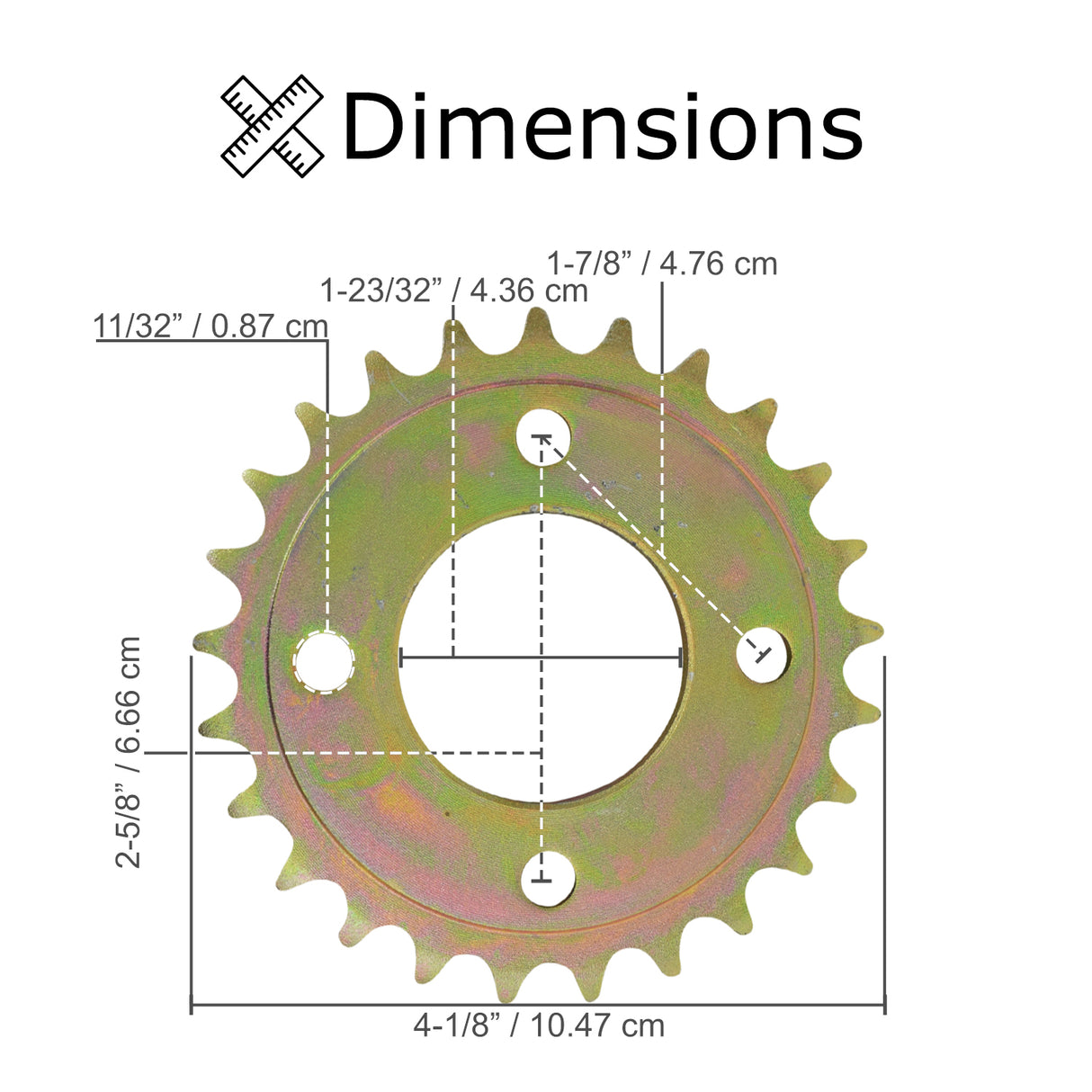 #420 Chain 25 Tooth Rear Sprocket for Coleman KT196 & CK196-T 6.5 Hp Go-Karts, showing a detailed drawing with dimensions and measurements.