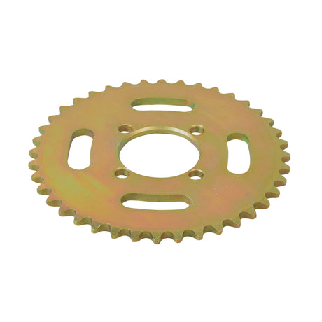 Close-up of the #35 Chain 40 Tooth Front Sprocket for the Coleman CK100 Go-Kart, showcasing the machined steel gear teeth and central mounting hole.