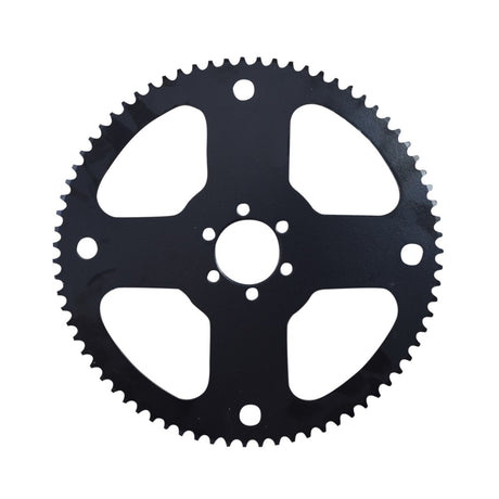 75 Tooth #35 Chain Sprocket for the Massimo MM-MB100 Mini Bike, featuring a black gear with six inner mounting holes for easy installation, central circular hole, and multiple outer holes for chain fitment.