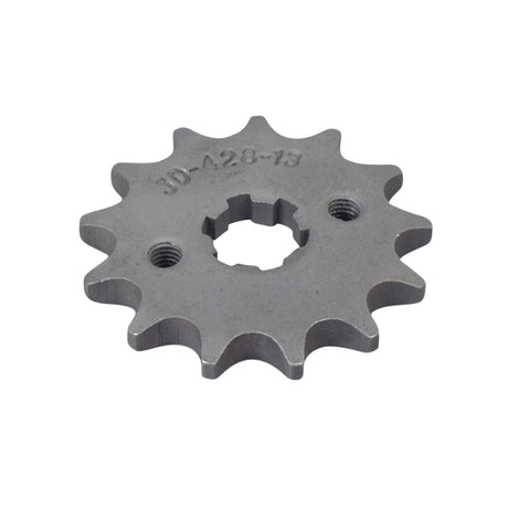 Close-up of the 13 Tooth 428 Chain Sprocket for TaoTao ATK125A, GK110, & Jeep Auto Go-Karts, highlighting the metal gear teeth and central mounting hole.