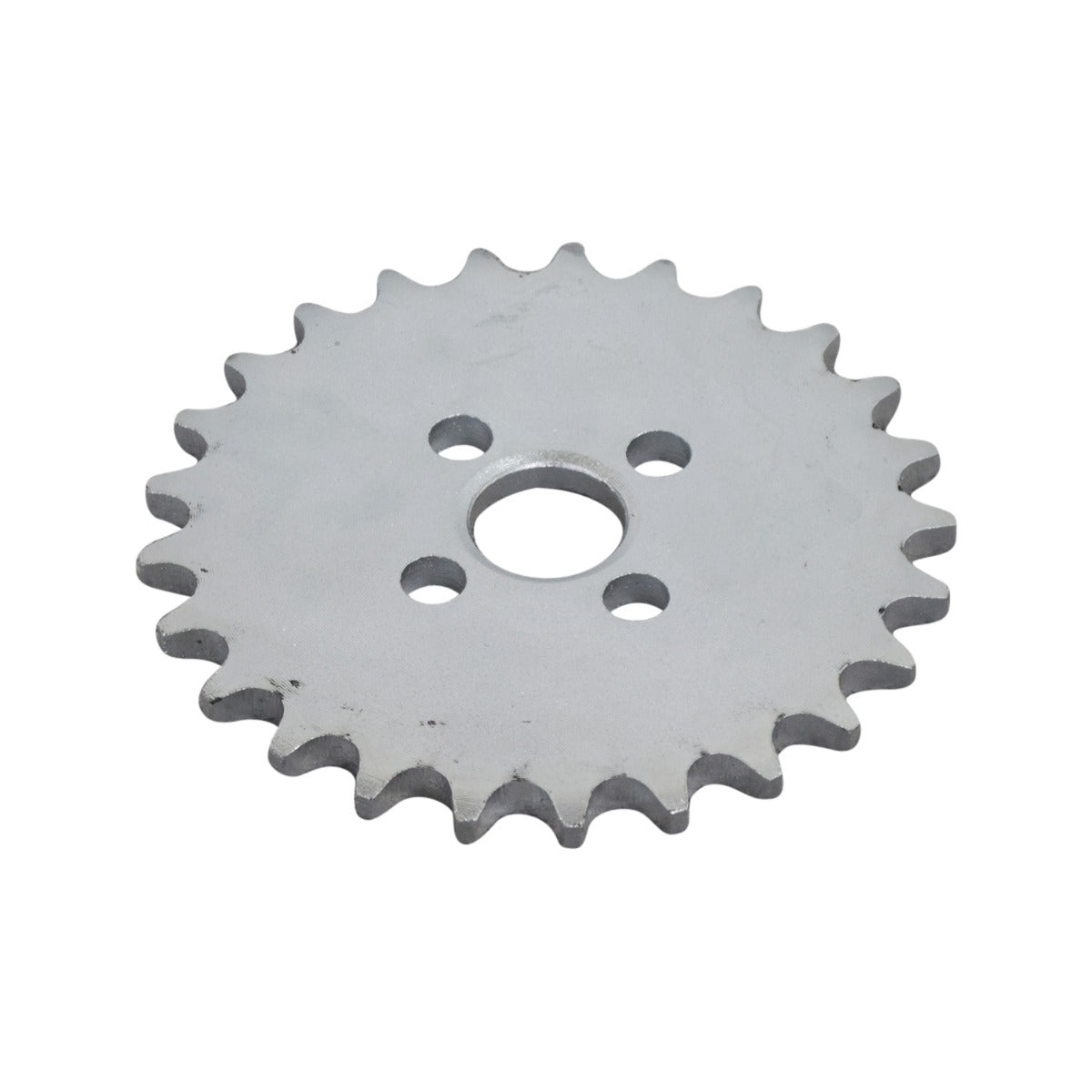 25 Tooth #420 Chain Front Sprocket for the Realtree RTK200 196cc Go-Kart, featuring a silver gear with a 1.46 center hole and four evenly spaced mounting holes.