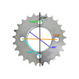 25 Tooth #420 Chain Rear Sprocket for the Realtree RTK200 Go-Kart, featuring a gear with circular cutouts and a cross design, four mounting holes, and a 1.73 center hole.