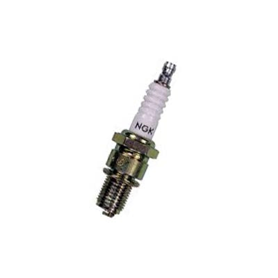 B9HS Spark Plug close-up showing a white tip, ideal for extended scooter use and compatible with various engines, including motorcycles and lawn equipment.