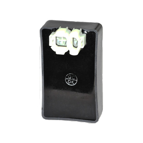 High Performance No-Rev Limit DC CDI for KYMCO Agility 50, shown as a black rectangular module with white buttons, designed for direct-current gas scooters, ensuring compatibility and easy replacement for KYMCO owners.