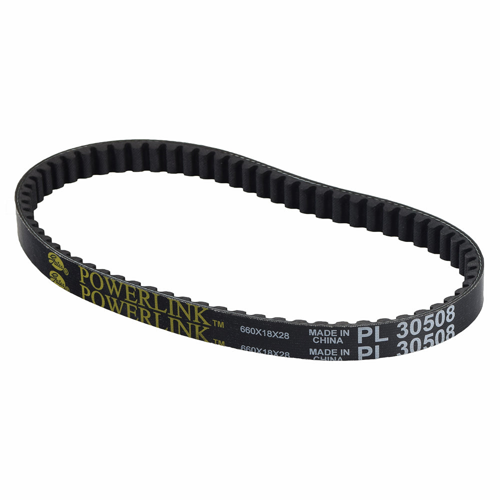 660-18-28 Premium Scooter CVT Belt for Honda Metropolitan CHF50 Scooters, designed for durability and reliability in variable speed transmissions, shown in black with visible text.