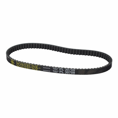 Black belt with white text labeled 842-20-30 150cc-200cc Premium Gates Powerlink Scooter CVT Belt, designed for use in CVT transmissions on scooters, ATVs, dirt bikes, and go-karts.