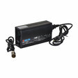 24 Volt 6.0 Amp XLR HP8204B Battery Charger by High Power, featuring wires, LED indicators, power cord, and XLR connector, ideal for mobility scooters and power wheelchairs with 18 Ah SLA batteries.