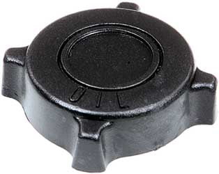 Oil Cap for Polaris Snowmobiles (1981-1996); black plastic cap with a circular design, designed for proper maintenance and compatibility with various Polaris snowmobile models from 1981 to 1996.