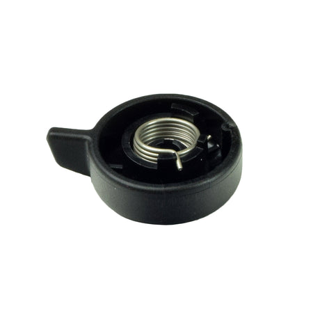 On/Off/Mode Lever Switch for the Q-Logic 2 Joystick, featuring a black round design with an integrated metal tension spring, resembling an old radio rotary dial.