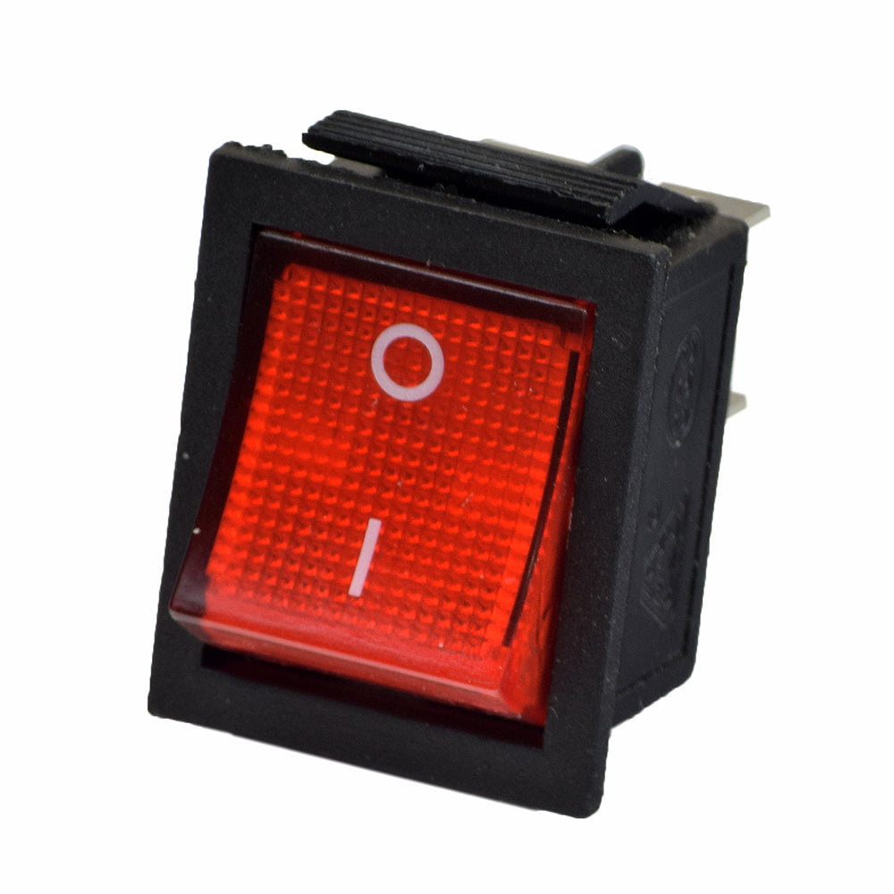 On/Off Switch for the Kidzone Ride-On Bumper DIY Race Car, featuring a red exterior with a prominent white toggle marked by a circle and line for clear indication.