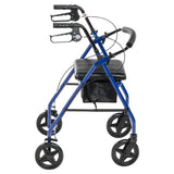 Aluminum Rollator Rolling Walker with Fold Up and Removable Back Support and Padded Seat
