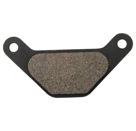 Organic Brake Pad for Polaris Snowmobiles (1979-1993), featuring a black and grey pad with two holes, designed for durability and reliable performance in extreme conditions.