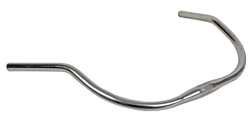 Close-up of the OS Cruiser Handlebar, a curved metal accessory for bikes and scooters, showcasing its sleek design.