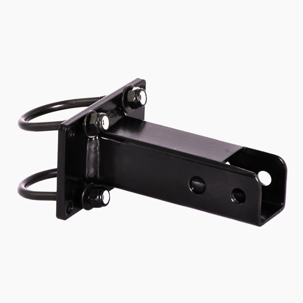 Oxygen Cylinder Holder Assembly for Jazzy Power Chairs with Limited Recline High Back Comfort Seating, featuring a black metal piece with screws and a wire, designed for secure mounting and easy adjustment.