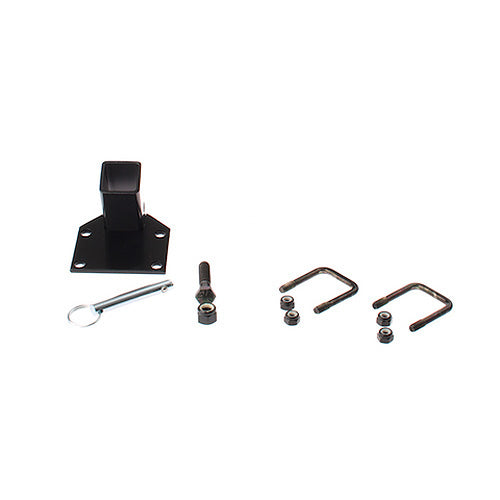 Accessory Mounting Bracket for Jazzy & Quantum Power Chairs with Pinchless Hinge Seating, featuring a black metal structure with visible screws and bolts designed to attach various accessories.