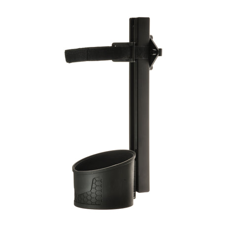 Oxygen Tank Holder for Quantum Power Chairs with the True Balance 3 System, featuring a sleek black design with a sturdy handle and a distinctive hexagon pattern, tailored specifically for these models.