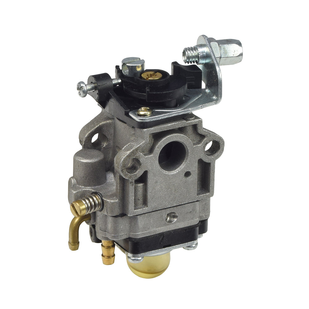 11 mm Carburetor for 33cc, 36cc, & 43cc Scooters, Mini Quads, & Pocket Bikes, featuring a close-up view of its intricate screw and mounting components.