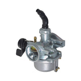 70cc Carburetor for the Motovox MVX70 Pit Bike, showcasing a close-up of its intricate metal parts and black hose, ideal for 70cc dirt bikes.