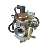 250cc GY6 Scooter Carburetor for Honda Helix & Fusion CN250 Clones, showcasing close-up details of the intricate metal components and tubing, designed for optimal engine performance.