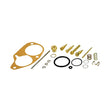 Carburetor Repair Kit for Honda Cub C70 1970-1973, featuring metal parts including a float gasket, screwdriver, gold metal object, springs, and screws.