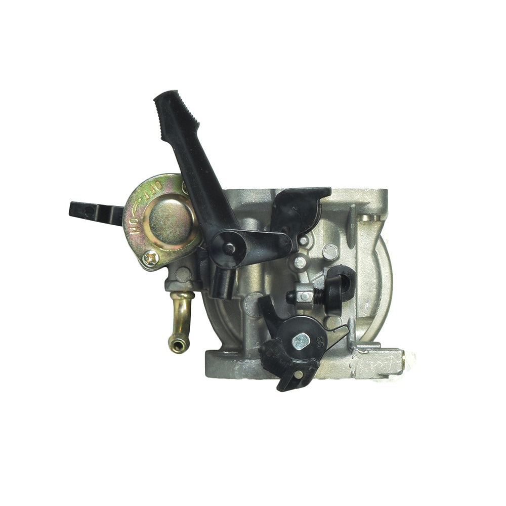 Close-up of the Carburetor with 24 mm Air Intake for the Coleman DT200 196cc Drift Trike, showcasing its manual choke and fuel shut-off valve.