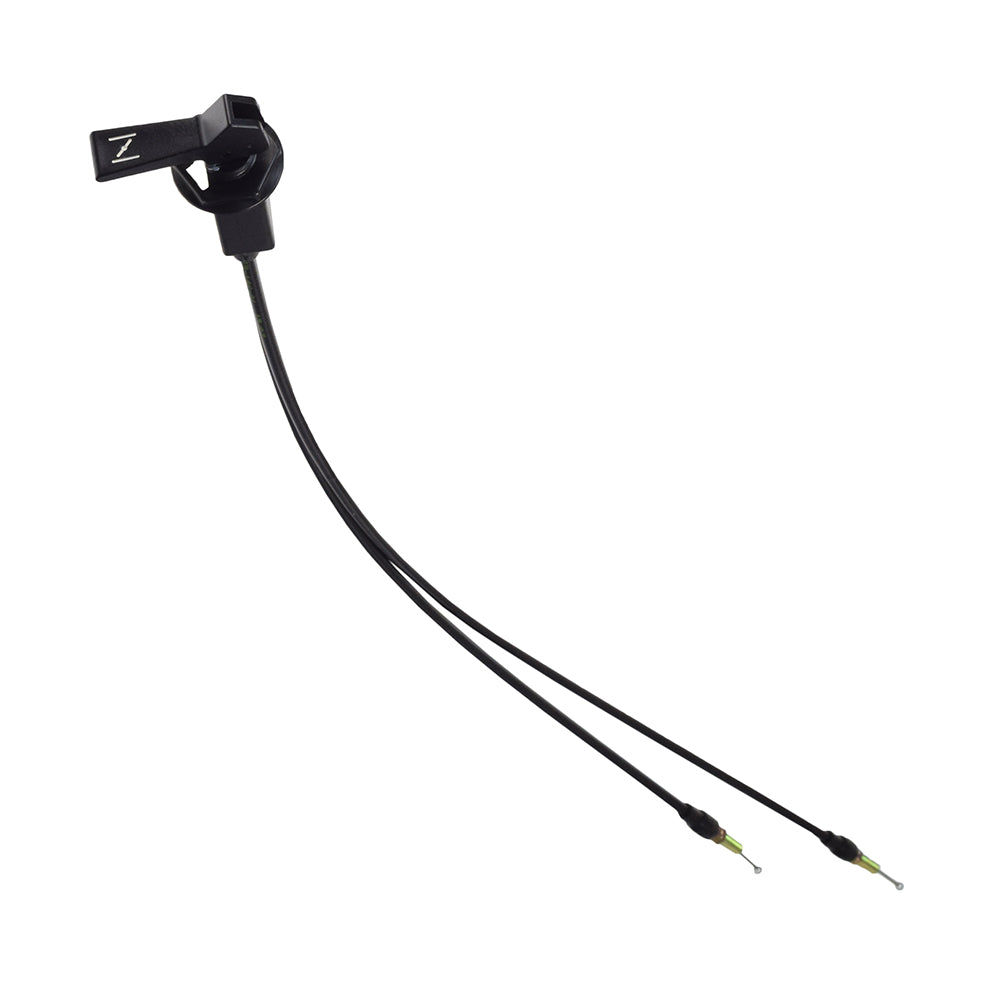 Choke Cable for 440cc and 500cc Polaris Indy Snowmobiles (1999-2006). The image shows a black cable with an attached clip and microphone, designed for manual choke operation on snowmobiles.