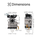 Diagram of a carburetor for 40cc 4-Stroke ATVs, Dirt Bikes, and Mini Bikes, showcasing detailed mechanical components and design.