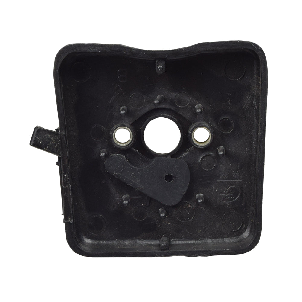 Choke Backing Plate for the Motovox MVS10, a black plastic component with multiple holes and a circular design, essential for adjusting the air/fuel mix on the MVS10 scooter engine.