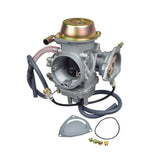 PD42J Carburetor for Yamaha YFM660 Grizzly & Raptor 660 ATVs, featuring intricate wiring and cables, detailed metal components, and a compact choke mechanism on the side.