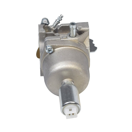 Carburetor 794572, 791858, 792358, & 793224 for Briggs & Stratton Engines. The image shows a silver metal device with screws, a close-up highlighting its intricate metal components.