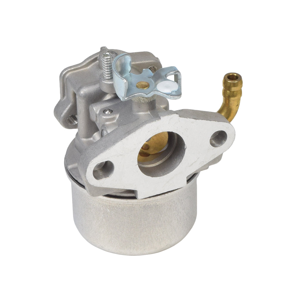 Close-up of Carburetor 798653, 791077, 696981, 698860, 790182, & 694508 for Briggs & Stratton Engines, showcasing intricate metal parts and brass components for lawn mower and go-kart applications.