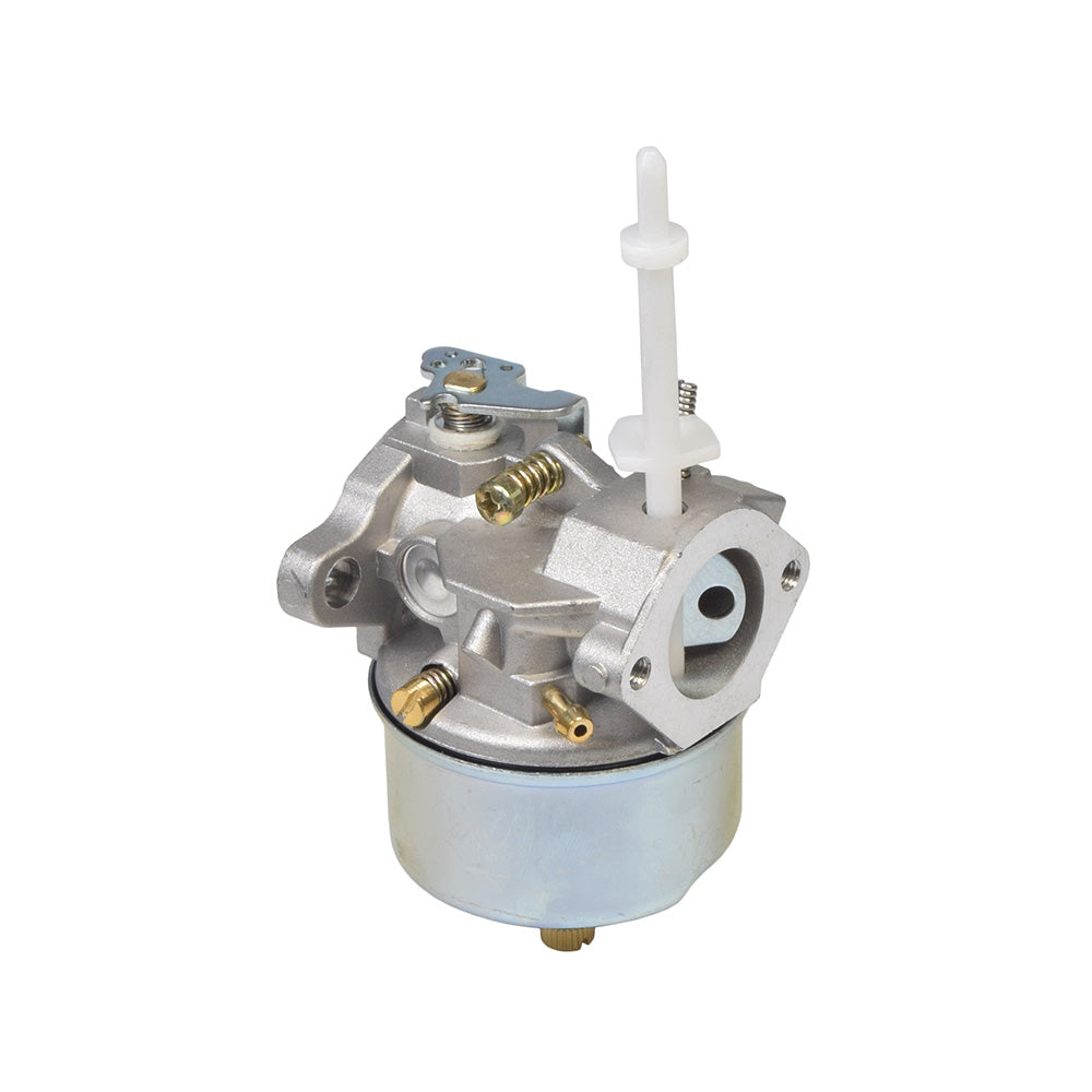 Carburetor 632371 for Tecumseh H70 & HSK70 Go-Kart & Snow Blower Engines, featuring a distinctive white plastic handle and intricate mechanical components, shown in a close-up for detail.