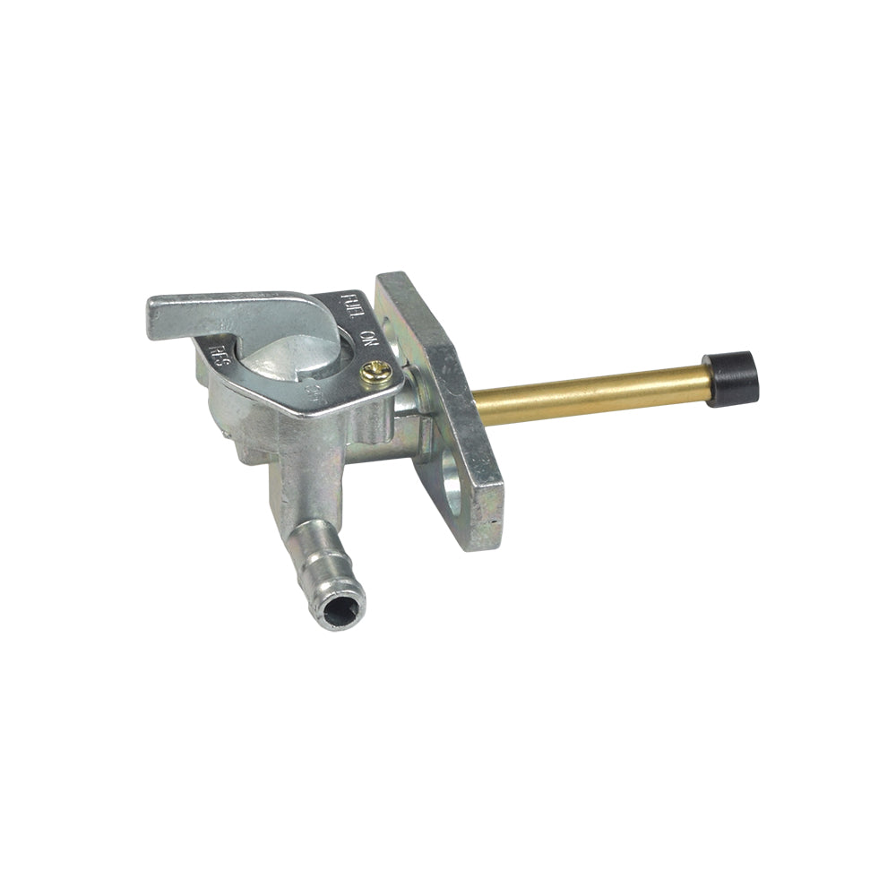 Petcock Fuel Valve for the Honda TRX250 ATV, featuring a black handle and gold tube, designed for easy fuel flow control from tank to carburetor, suitable for various motorsports applications.