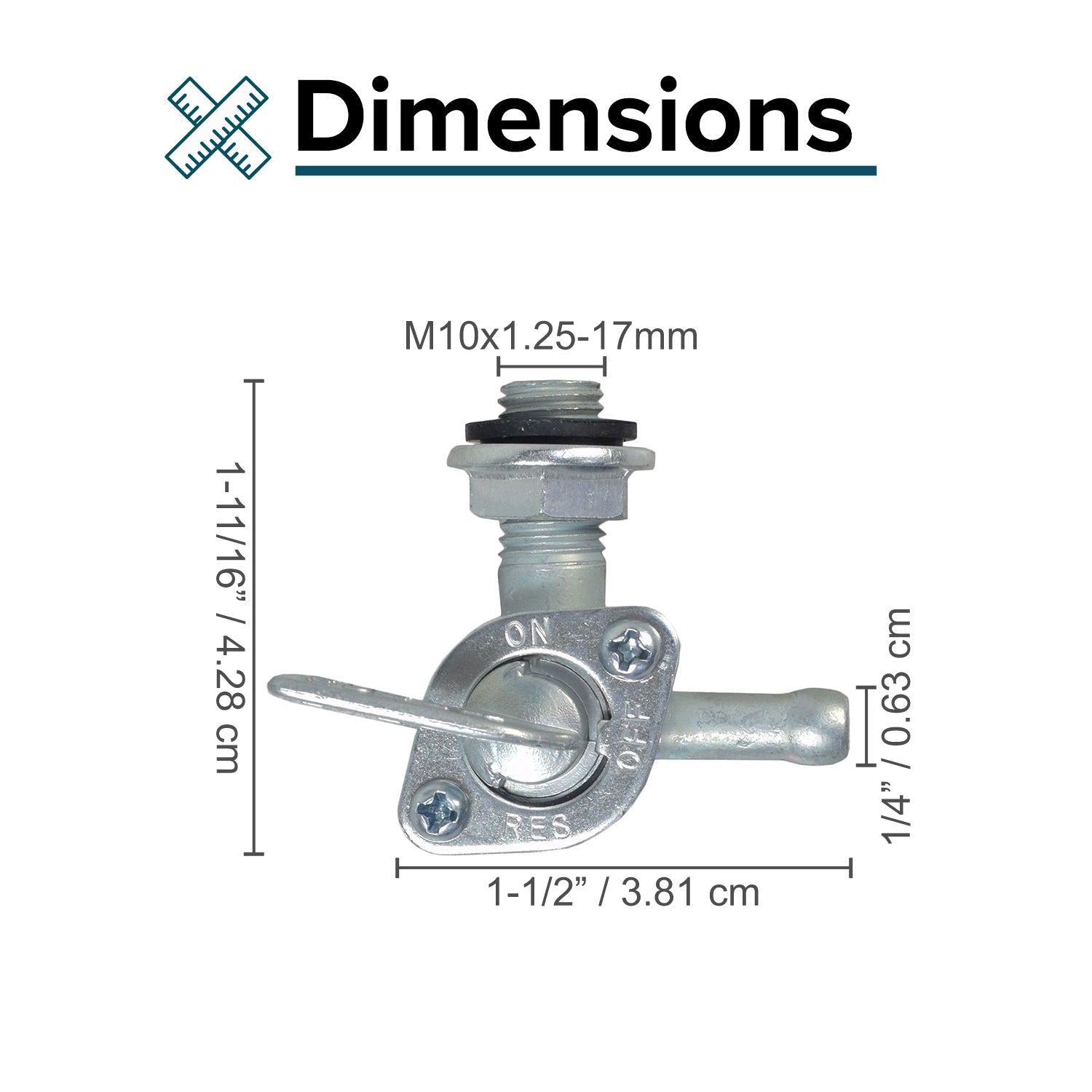 Petcock Fuel Valve for 2013, 2014, & 2015 Kandi Go-Karts: Close-up of a small metal screw and nut, essential for controlling fuel flow in motorsports applications.