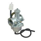 PZ30 Carburetor with 30 mm Intake & Cable Choke for 150cc, 200cc, & 250cc ATVs & Dirt Bikes, featuring a silver body with a black hose and visible metal components.