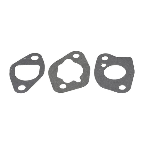 Carburetor Gasket Kit for Honda GX160 Engines featuring a set of three metal gaskets, each with a hole in the middle, designed for compatibility with Honda GX200 carburetors.