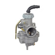 PZ20 Carburetor with 20 mm Intake for 50cc, 70cc, 90cc, & 110cc ATVs & Go-Karts, featuring a grey metal body, black hose, and left-side manual choke lever.