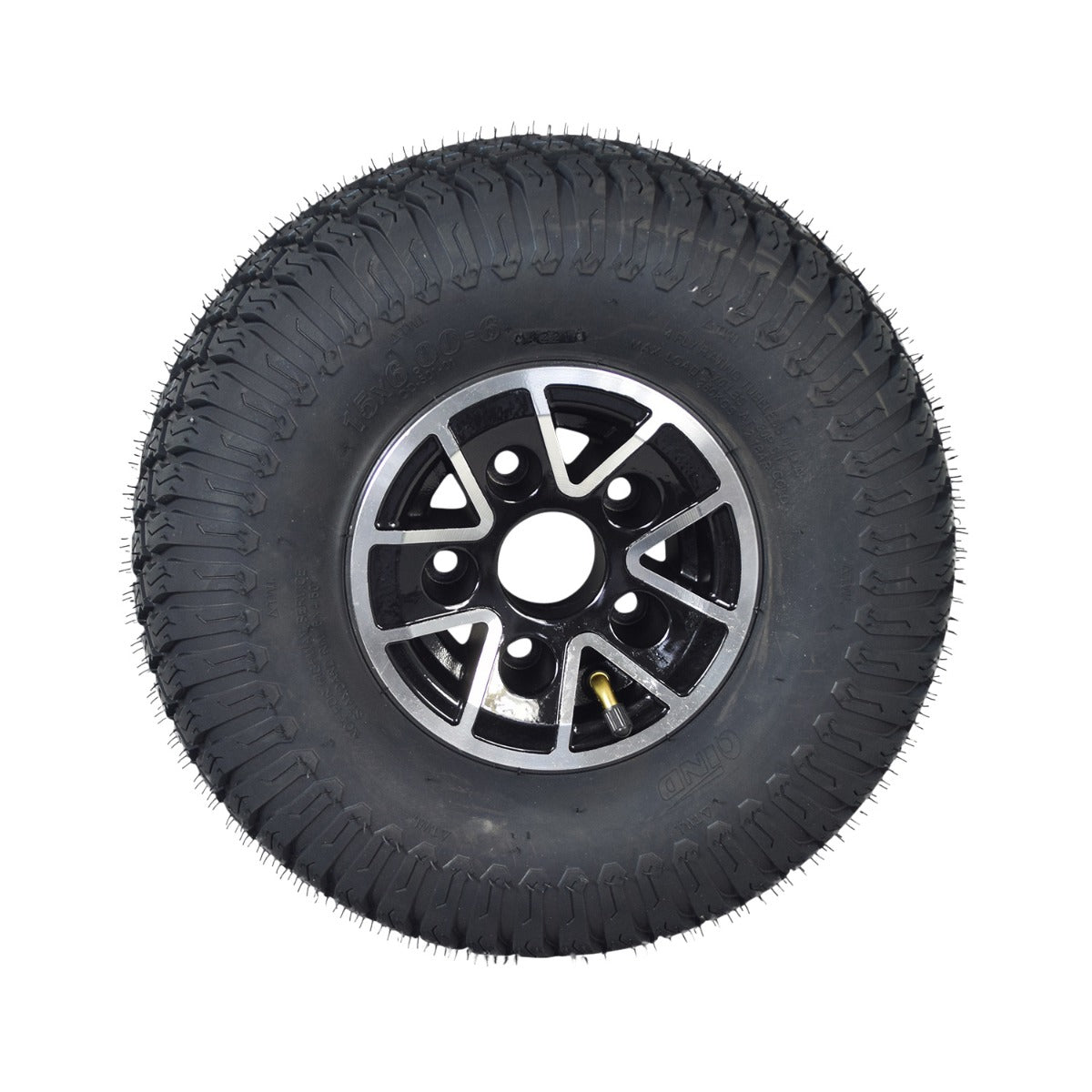 14.5 Front or Rear Pneumatic Wheel Assembly for Pride Wrangler (MV600) & Baja Wrangler 2 (BA400) Mobility Scooters featuring a black tire with a silver rim.