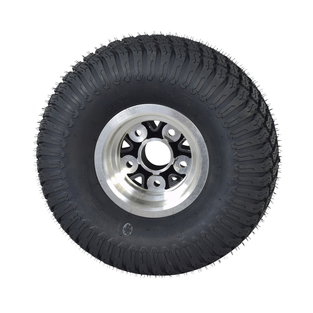 14.5 Front or Rear Pneumatic Wheel Assembly for Pride Wrangler (MV600) & Baja Wrangler 2 (BA400) Mobility Scooters featuring a tubeless black tire with a silver rim.