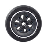 6 Caster Wheel for the Jazzy Air 2 Power Chair featuring a black tire on a silver rim, designed for stability and dependability, suitable for front or rear installation.