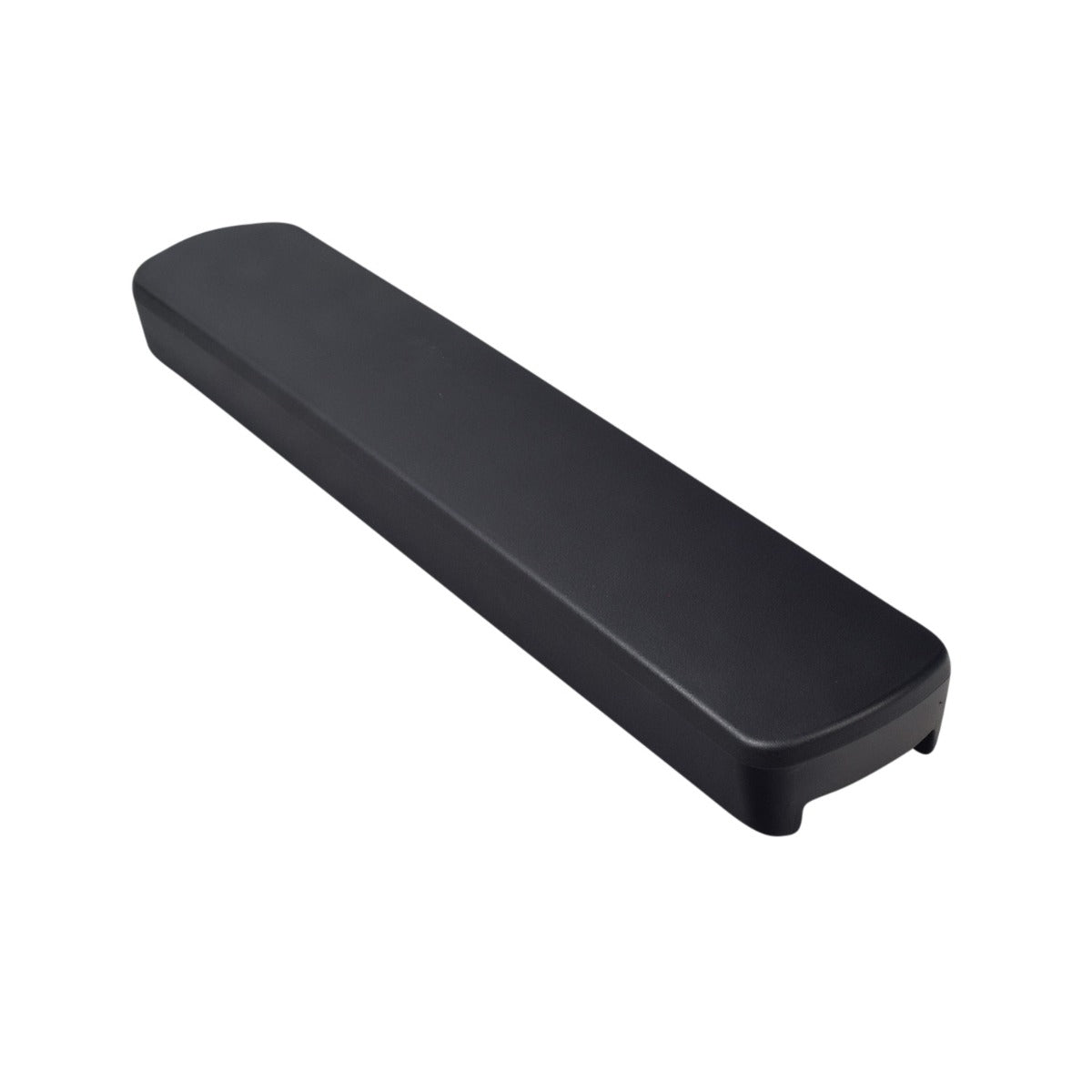 14'' Flip-Back Armrest Pad for Tru-Balance 4 Seating (Version 3), a black rectangular pad designed for rehab-style power chairs, showcasing its versatile mounting options for both left and right sides.