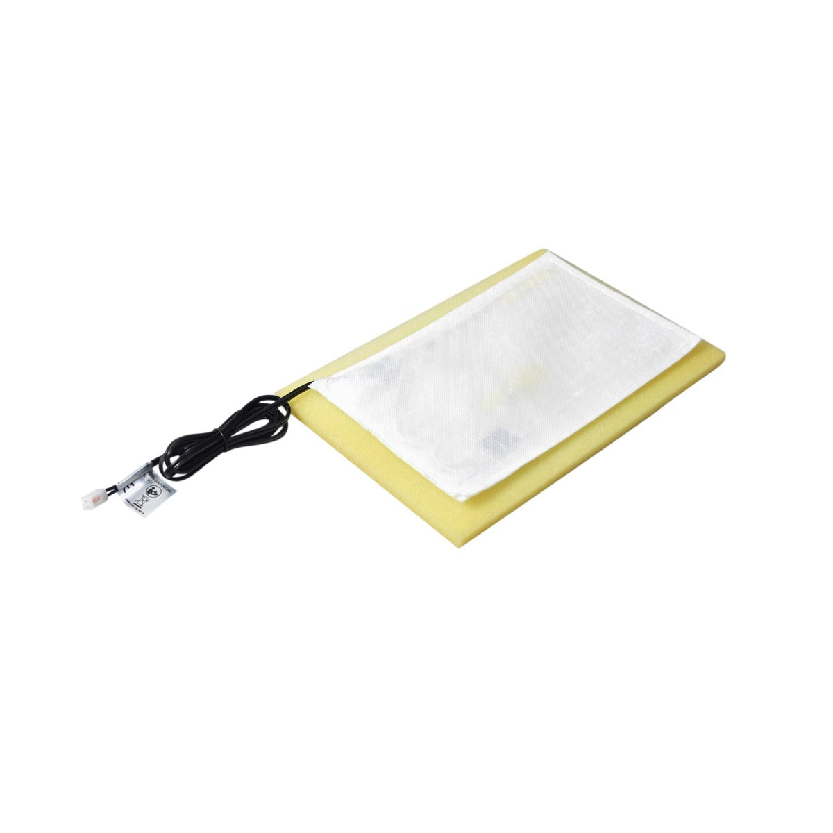 29 Volt Electric Heat Pad for Pride Lift Chairs, featuring a rectangular pad with an attached black cord and tag, designed to fit an 11x7 area with a 48 wiring harness.